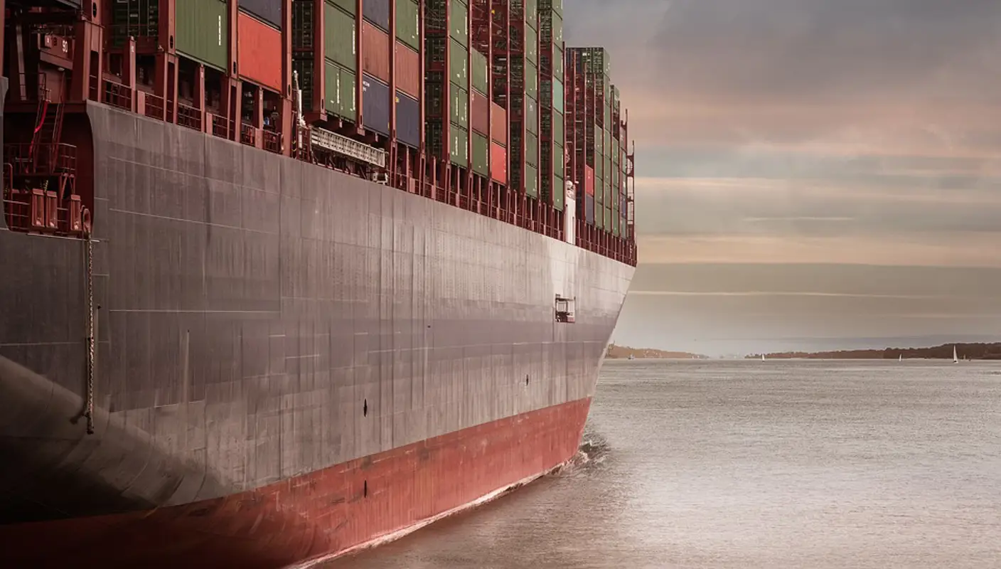 Close up of container ship